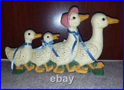 Antique Cast Iron Ducks Mommy, Daddy and Two Young Ducks