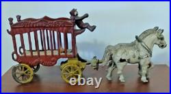 Antique Cast Iron Hubley Overland Circus Horse Drawn Wagon Cage ca. 1900-1910 Antique Cast Iron Hubley Overland Circus Horse Drawn Wagon Cage ca. 1900-1910