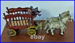 Antique Cast Iron Hubley Overland Circus Horse Drawn Wagon Cage ca. 1900-1910 Antique Cast Iron Hubley Overland Circus Horse Drawn Wagon Cage ca. 1900-1910