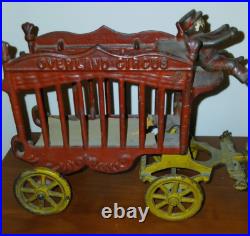 Antique Cast Iron Hubley Overland Circus Horse Drawn Wagon Cage ca. 1900-1910 Antique Cast Iron Hubley Overland Circus Horse Drawn Wagon Cage ca. 1900-1910