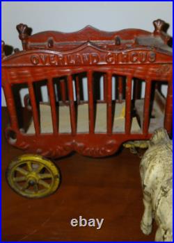 Antique Cast Iron Hubley Overland Circus Horse Drawn Wagon Cage ca. 1900-1910 Antique Cast Iron Hubley Overland Circus Horse Drawn Wagon Cage ca. 1900-1910
