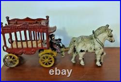 Antique Cast Iron Hubley Overland Circus Horse Drawn Wagon Cage ca. 1900-1910 Antique Cast Iron Hubley Overland Circus Horse Drawn Wagon Cage ca. 1900-1910