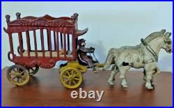 Antique Cast Iron Hubley Overland Circus Horse Drawn Wagon Cage ca. 1900-1910 Antique Cast Iron Hubley Overland Circus Horse Drawn Wagon Cage ca. 1900-1910