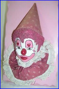 Antique Chalkware Circus Clown Collectible Wall Art 3-D Plaster Museum Quality