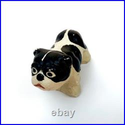 Antique Chalkware French Bulldog / Terrier Figurine 1900s Carnival Prize Rare