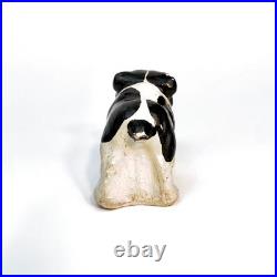 Antique Chalkware French Bulldog / Terrier Figurine 1900s Carnival Prize Rare