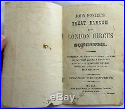 Antique Chapbook JOHN FOSTER'S BARNUM AND LONDON GREAT CIRCUS SONGSTER Music