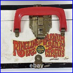 Antique Child Metal Trunk, Barnum and Bailey Shows Decals, Alice Name on Side, Fun