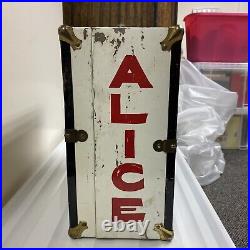 Antique Child Metal Trunk, Barnum and Bailey Shows Decals, Alice Name on Side, Fun