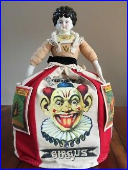 Antique China head doll circus memorabilia freak show banners oddities clown AHS