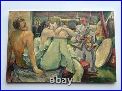 Antique Circus Painting Portrait Wpa Era Frederick Buchholz Large 36 Listed Oil