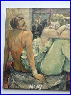 Antique Circus Painting Portrait Wpa Era Frederick Buchholz Large 36 Listed Oil