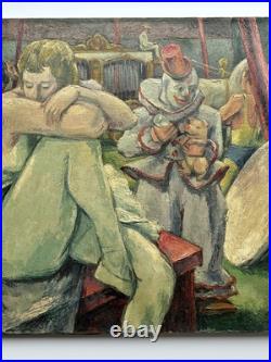 Antique Circus Painting Portrait Wpa Era Frederick Buchholz Large 36 Listed Oil