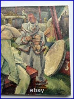 Antique Circus Painting Portrait Wpa Era Frederick Buchholz Large 36 Listed Oil