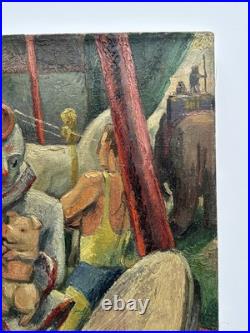 Antique Circus Painting Portrait Wpa Era Frederick Buchholz Large 36 Listed Oil