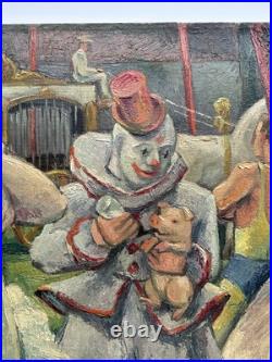 Antique Circus Painting Portrait Wpa Era Frederick Buchholz Large 36 Listed Oil