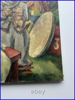 Antique Circus Painting Portrait Wpa Era Frederick Buchholz Large 36 Listed Oil