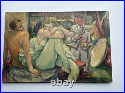 Antique Circus Painting Portrait Wpa Era Frederick Buchholz Large 36 Listed Oil