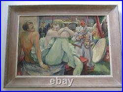 Antique Circus Performer Painting Frederick Buchholz Wpa American Regionalism