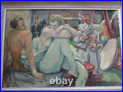 Antique Circus Performer Painting Frederick Buchholz Wpa American Regionalism
