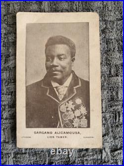Antique Circus Photograph Postcard Sargano Alicamousa Lion Tamer Black History