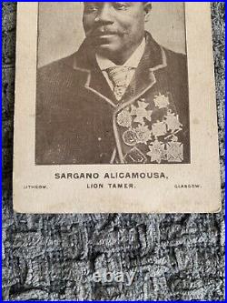 Antique Circus Photograph Postcard Sargano Alicamousa Lion Tamer Black History