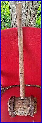 Antique Circus Strong Man Wooden Mallet Hammer High Striker Tent Stake Carnival