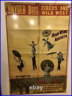 Antique Circus Wagon Doors & 8 antique Magic & Circus Framed poster Lithographs