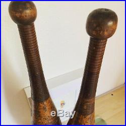 Antique Circus Wood Juggling Pins Clubs 21 Approximately 2.5lb lot of 2