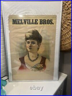 Antique Circus or Traveling Show Advertising Poster Melville Bro Donaldson Litho