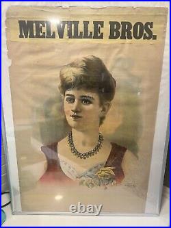 Antique Circus or Traveling Show Advertising Poster Melville Bro Donaldson Litho