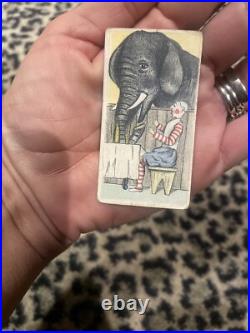 Antique Clown With Elephant 1910 E43 American Caramel Circus Tobacco Trade Card Ex