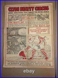 Antique Clyde Beatty Circus Carnival Poster Program Buffalo New York NY