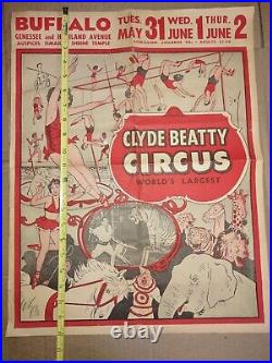 Antique Clyde Beatty Circus Carnival Poster Program Buffalo New York NY
