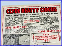 Antique Clyde Beatty Circus Carnival Poster Program Buffalo New York NY courier