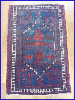 Antique Deep Blue Carpet Rug, Ancient Pattern Hand Knotted Rug, Natural Wool Rug