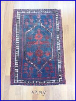 Antique Deep Blue Carpet Rug, Ancient Pattern Hand Knotted Rug, Natural Wool Rug