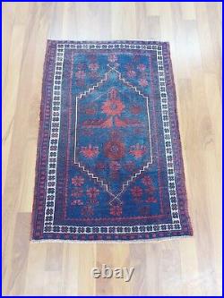 Antique Deep Blue Carpet Rug, Ancient Pattern Hand Knotted Rug, Natural Wool Rug