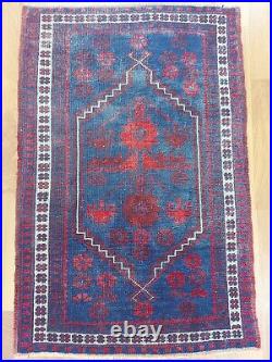 Antique Deep Blue Carpet Rug, Ancient Pattern Hand Knotted Rug, Natural Wool Rug