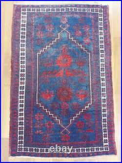 Antique Deep Blue Carpet Rug, Ancient Pattern Hand Knotted Rug, Natural Wool Rug