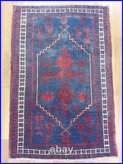 Antique Deep Blue Carpet Rug, Ancient Pattern Hand Knotted Rug, Natural Wool Rug