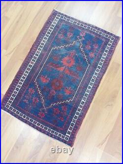 Antique Deep Blue Carpet Rug, Ancient Pattern Hand Knotted Rug, Natural Wool Rug