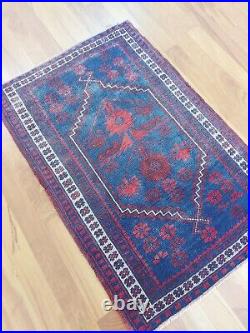 Antique Deep Blue Carpet Rug, Ancient Pattern Hand Knotted Rug, Natural Wool Rug