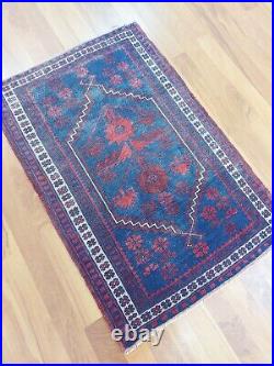 Antique Deep Blue Carpet Rug, Ancient Pattern Hand Knotted Rug, Natural Wool Rug