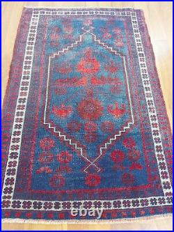 Antique Deep Blue Carpet Rug, Ancient Pattern Hand Knotted Rug, Natural Wool Rug