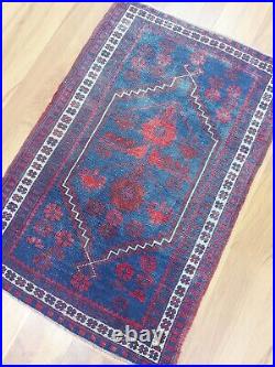 Antique Deep Blue Carpet Rug, Ancient Pattern Hand Knotted Rug, Natural Wool Rug