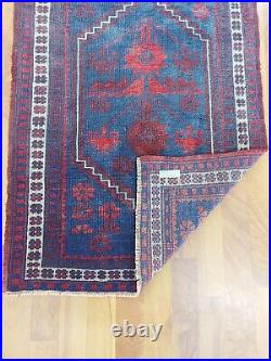 Antique Deep Blue Carpet Rug, Ancient Pattern Hand Knotted Rug, Natural Wool Rug