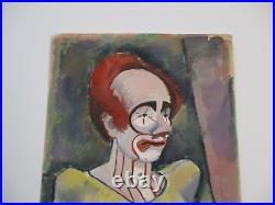 Antique Drawing Jules Rauschert American Masterful Circus Clown Portrait 1950's