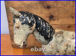 Antique Early 1900s Schoenhut Hand Painted Carved Wooden Circus Horse Animal Toy