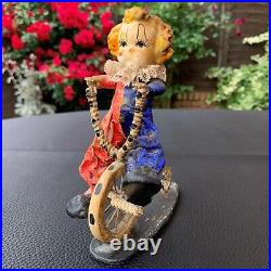 Antique Early Paper Mache Circus Clown on Wire Penny Farthing Figurine 1900's